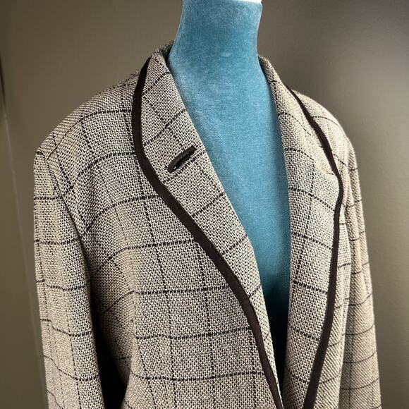 Katherine Kelly Women 14 coat Blazer One top button Beige Brown Wool Cotton - Picture 8 of 16